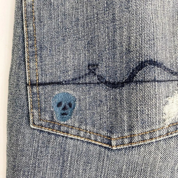 Zac Posen X  7 For All MAnkind Embroidered Low Waist Flared Jeans 31 - Picture 9 of 13